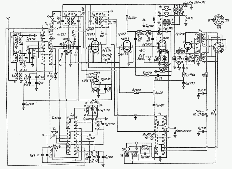 Схема радиолы "Урал-57"