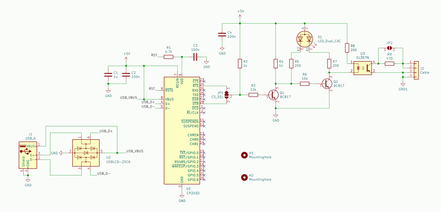 Принципиальная схема USB PTT Cable